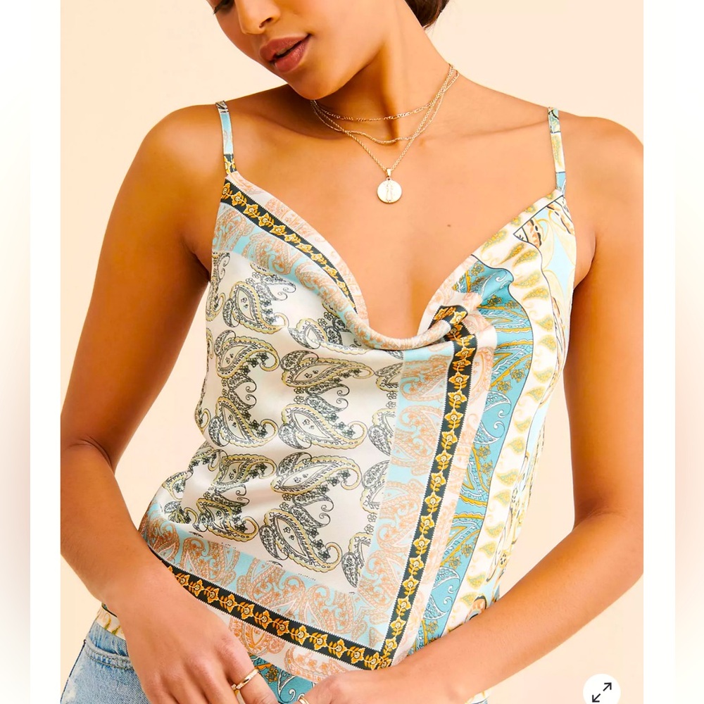 bishop & young Paisley Silky Tank Top Size Small
